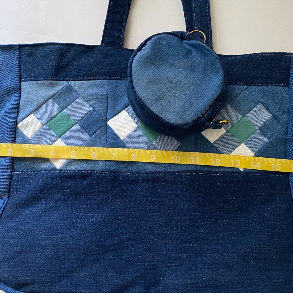 Handmade jean tote bag & matching coin pouch - Picture 8 of 12